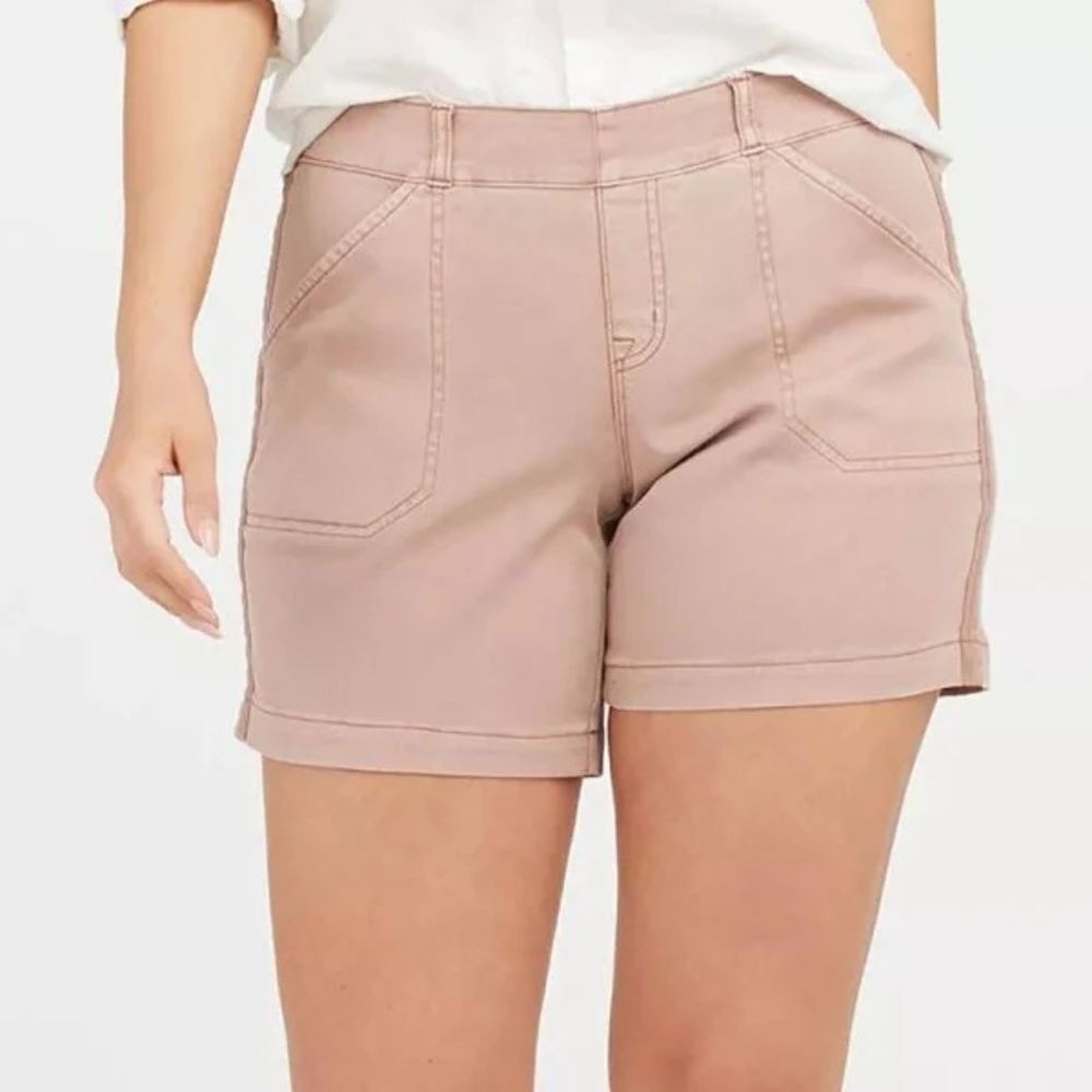 SPANX Pink Stretch Twill Shorts, Large (A3)
